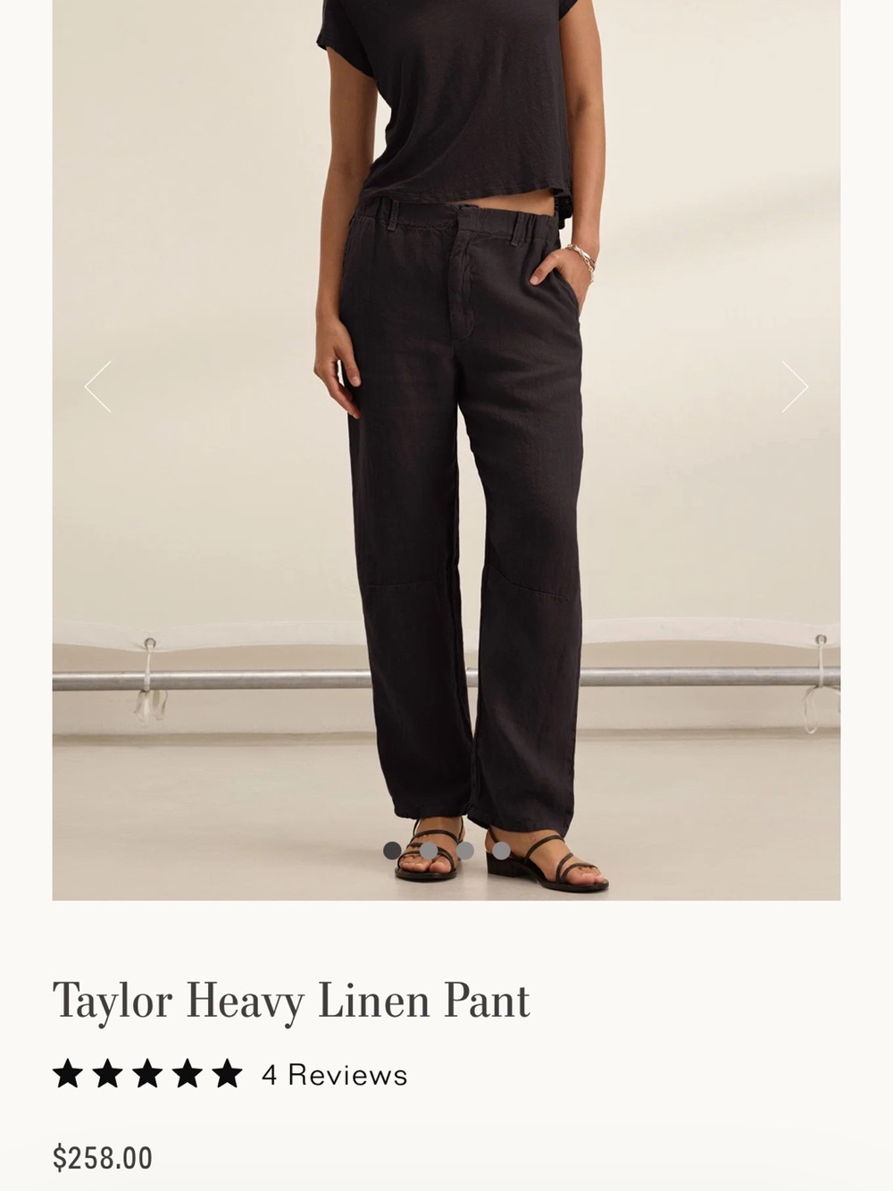 NWT Velvet by Graham & Spencer Black Taylor Heavy Linen Straight Pants